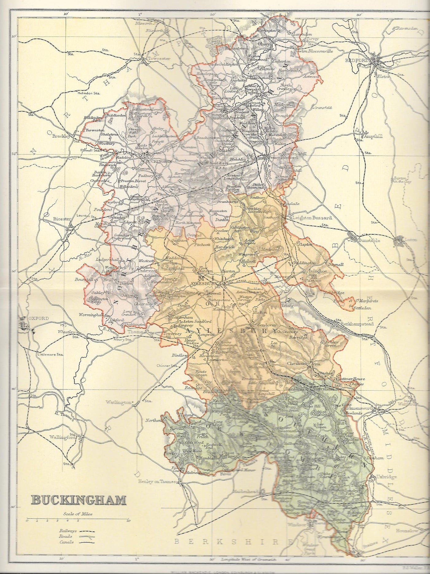 Buckingham Buckinghamshire antique map