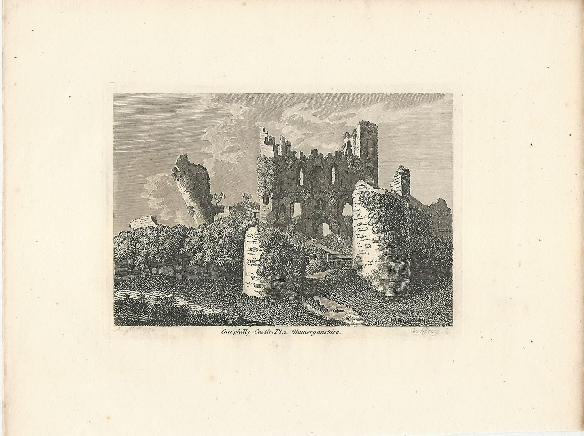 Caerphilly Castle Glamorganshire Wales antique print plate 2 1774