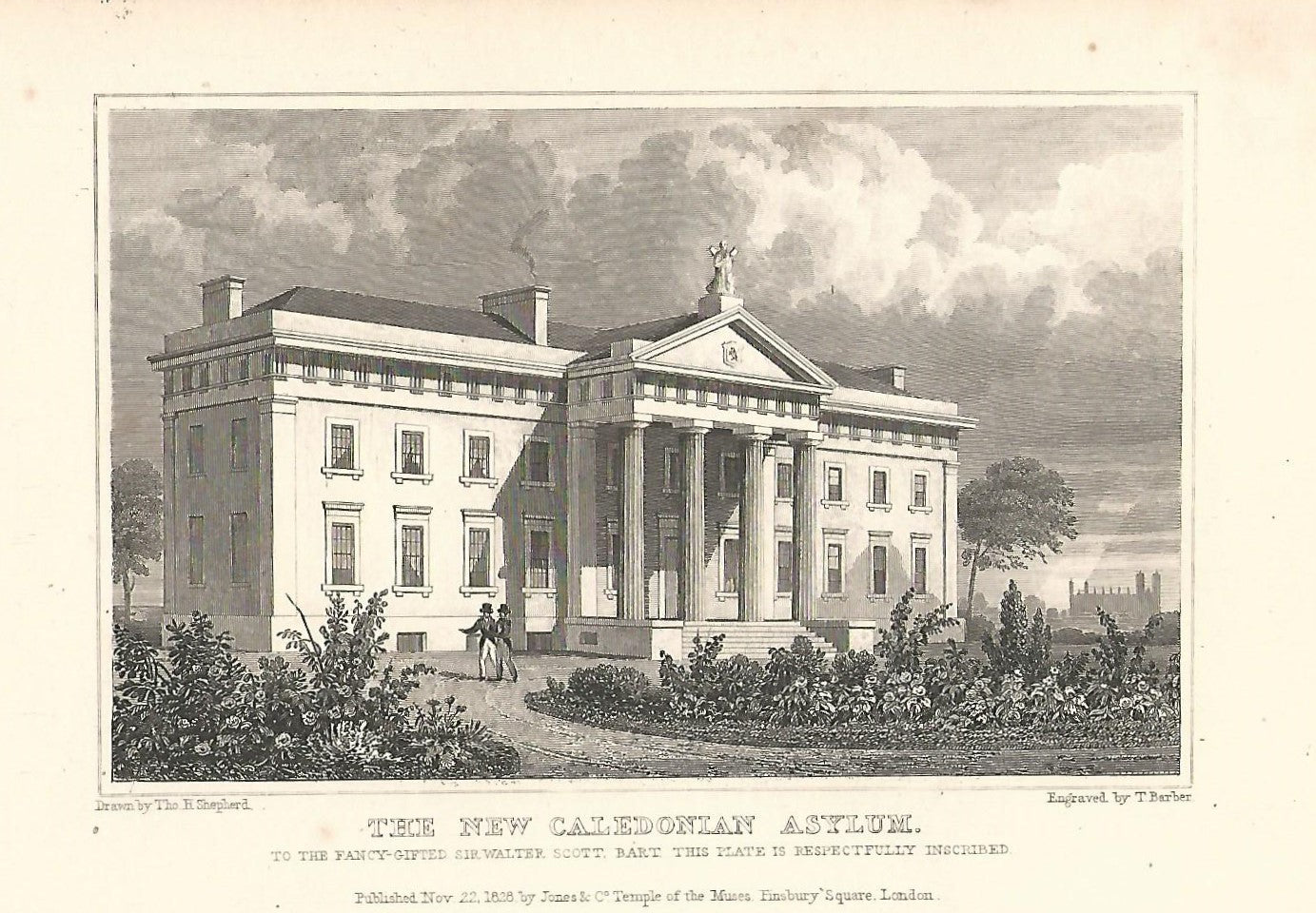 Caledonian Asylum aka Caledonian School Islington antique print 1830