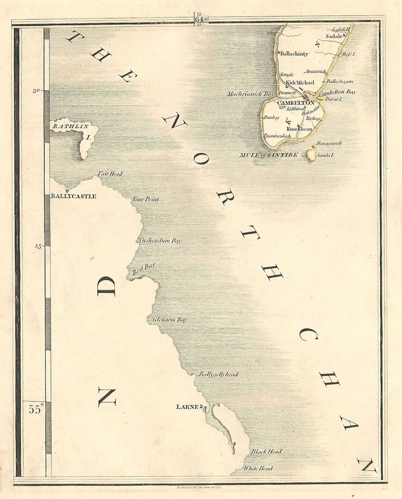 Campbeltown Mull of Kintyre Argyll and Bute Scotland antique map published 1794