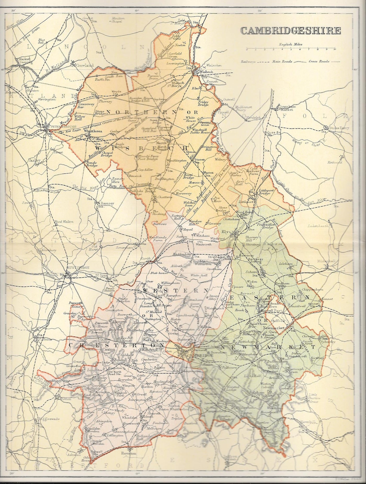 Cambridge Cambridgeshire antique map