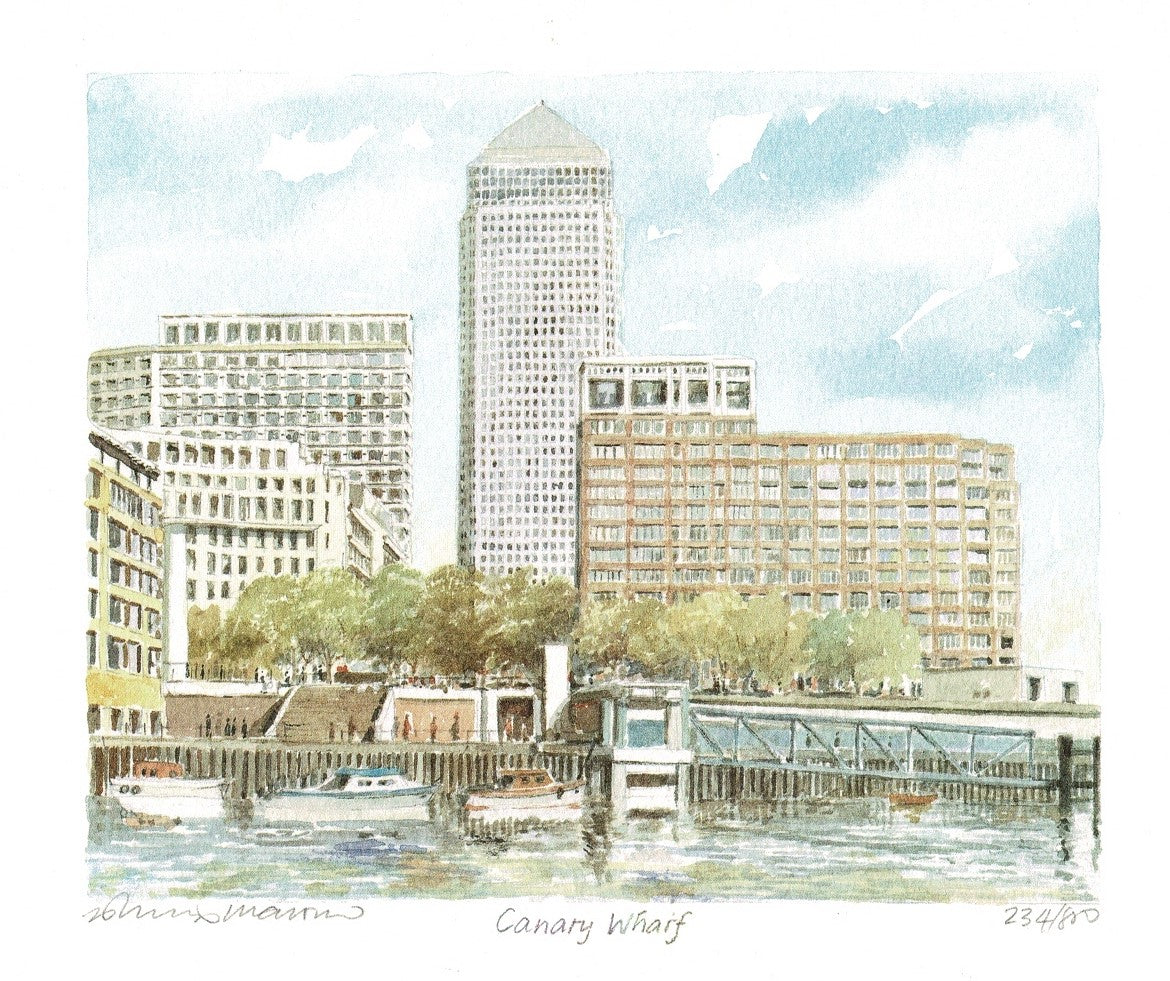 Canary Wharf limited edition print by Glyn Martin