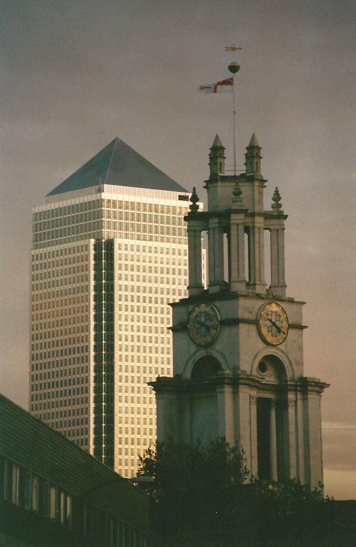 Canary Wharf and St Anne's Church Limehouse photograph