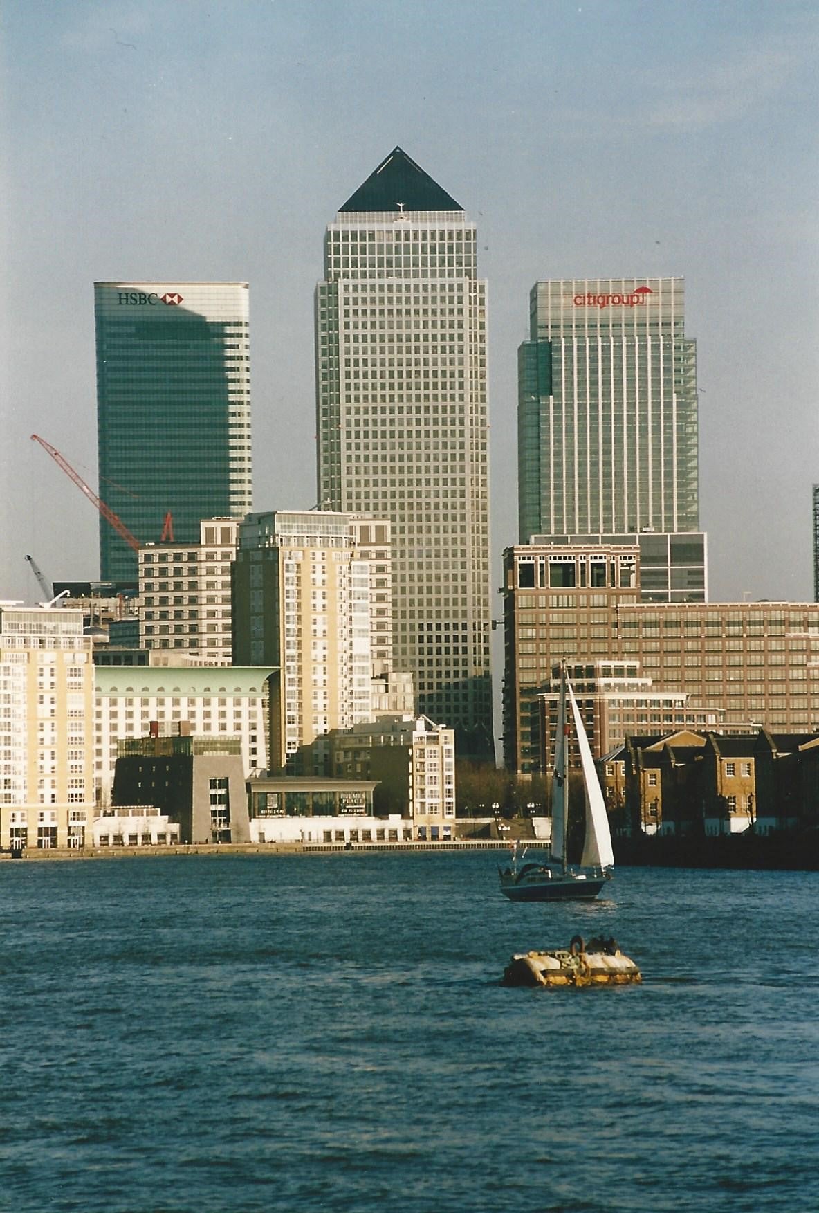 Canary Wharf and Yacht photograph Reginald Beer 2