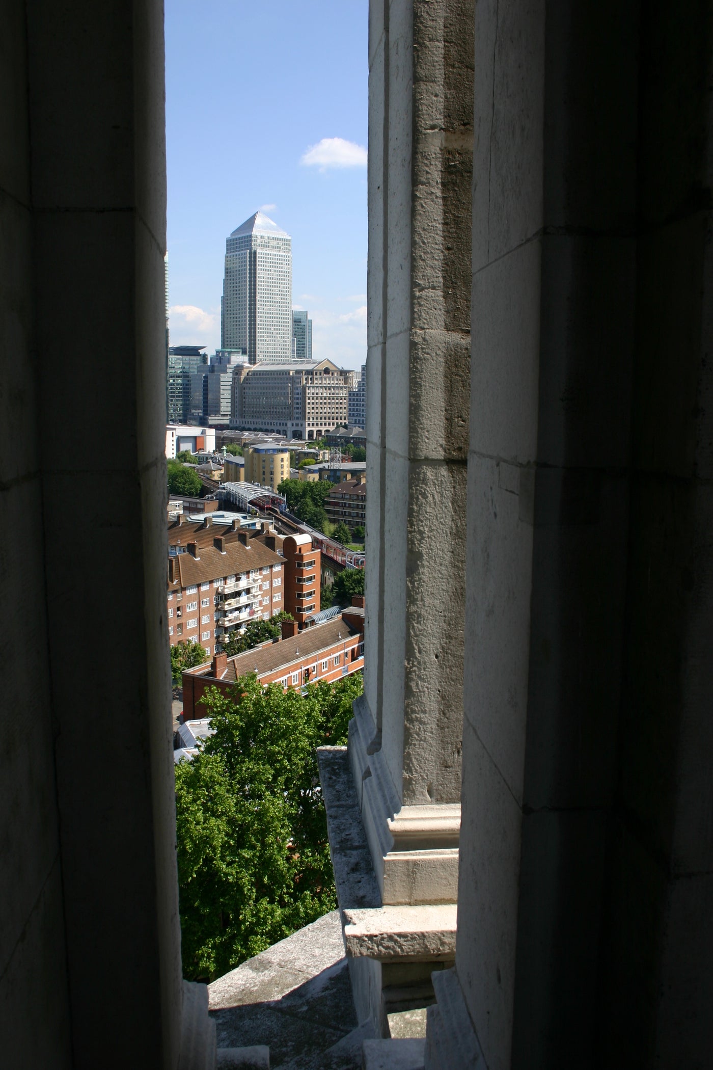 Canary Wharf from St Anne's Church Limehouse photograph