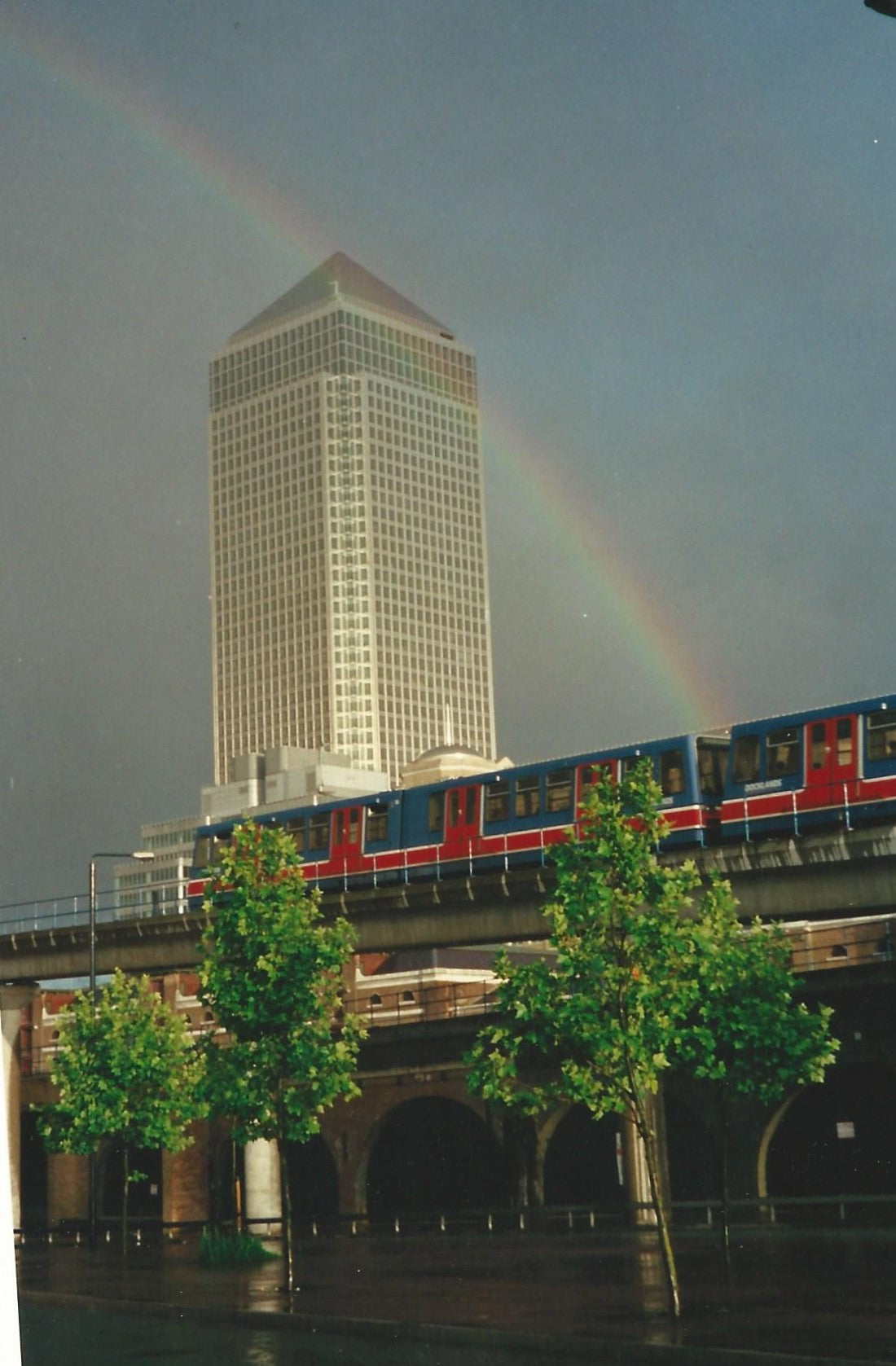 Canary Wharf rainbow photograph