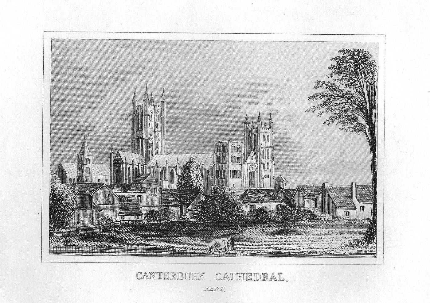 Canterbury Cathedral Kent antique print