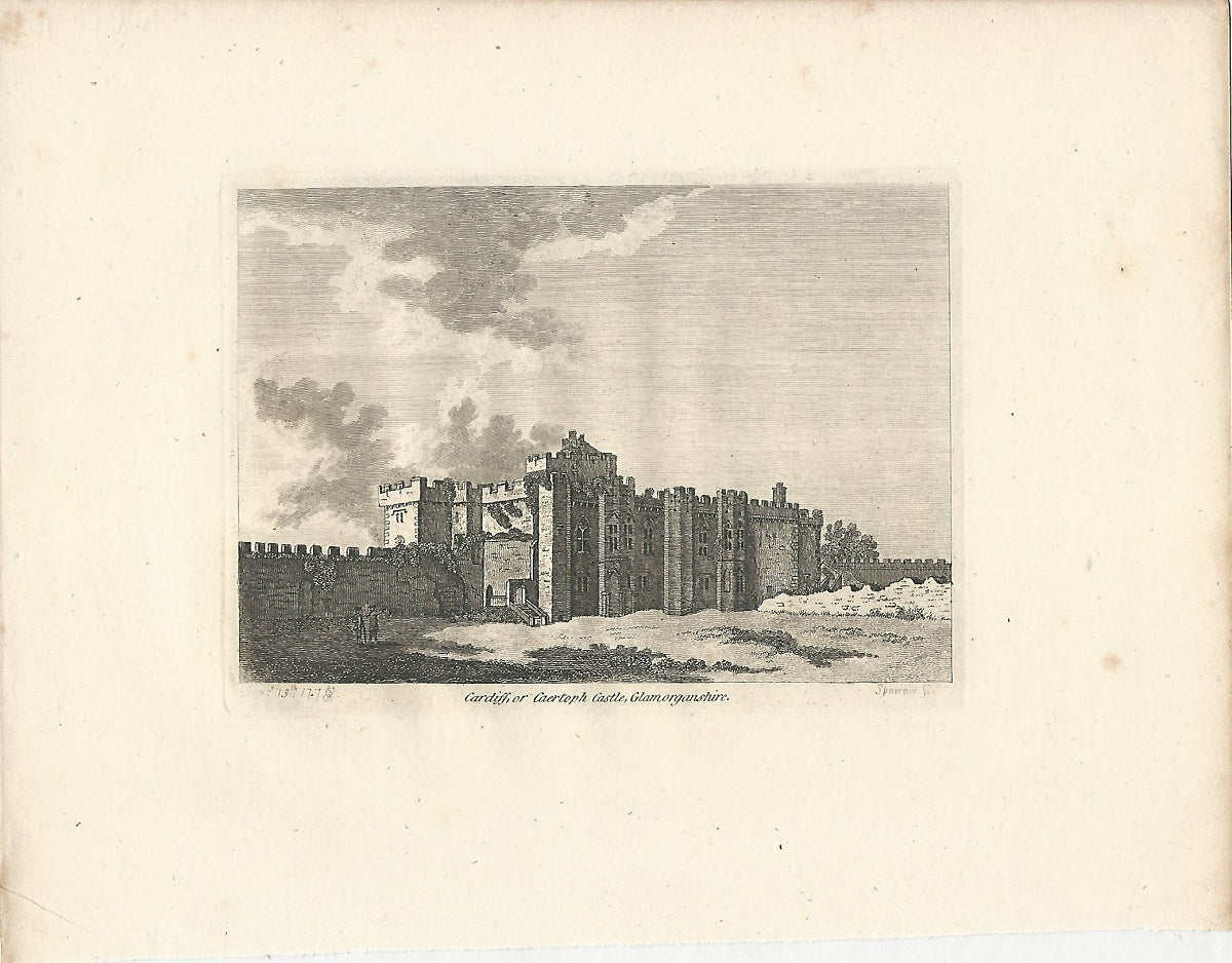 Cardiff Castle Glamorganshire antique print dated 1778