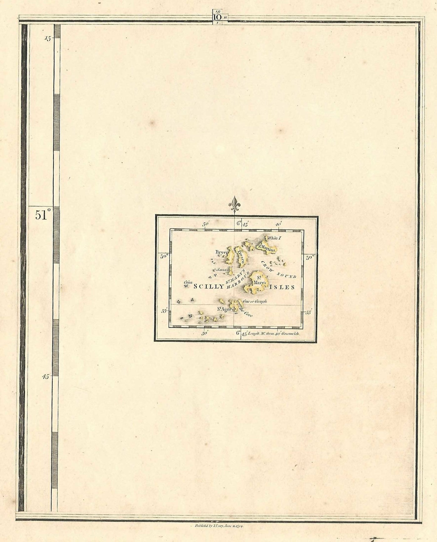 Scilly Isles (Isles of Scilly) antique map 1794