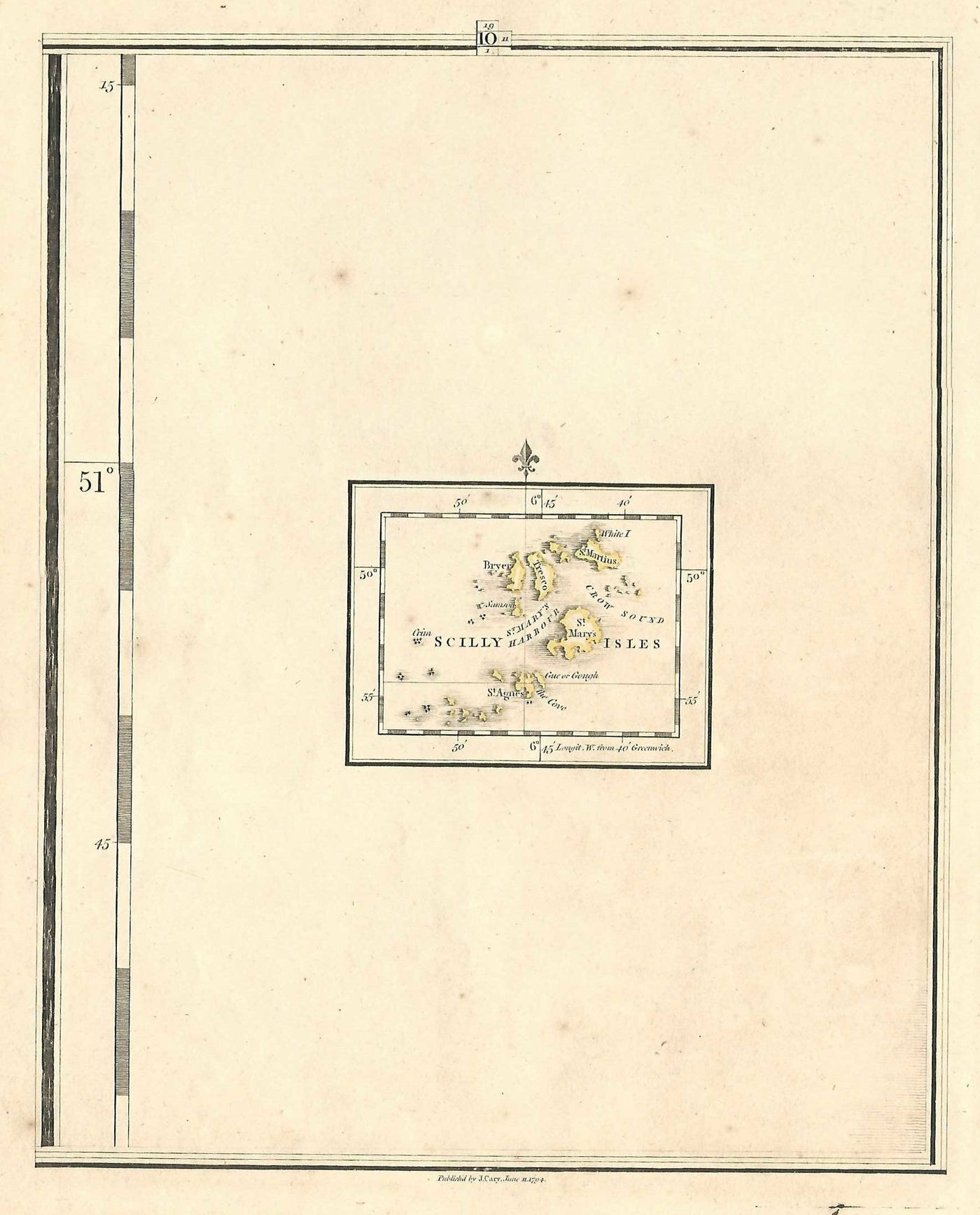 Scilly Isles (Isles of Scilly) antique map