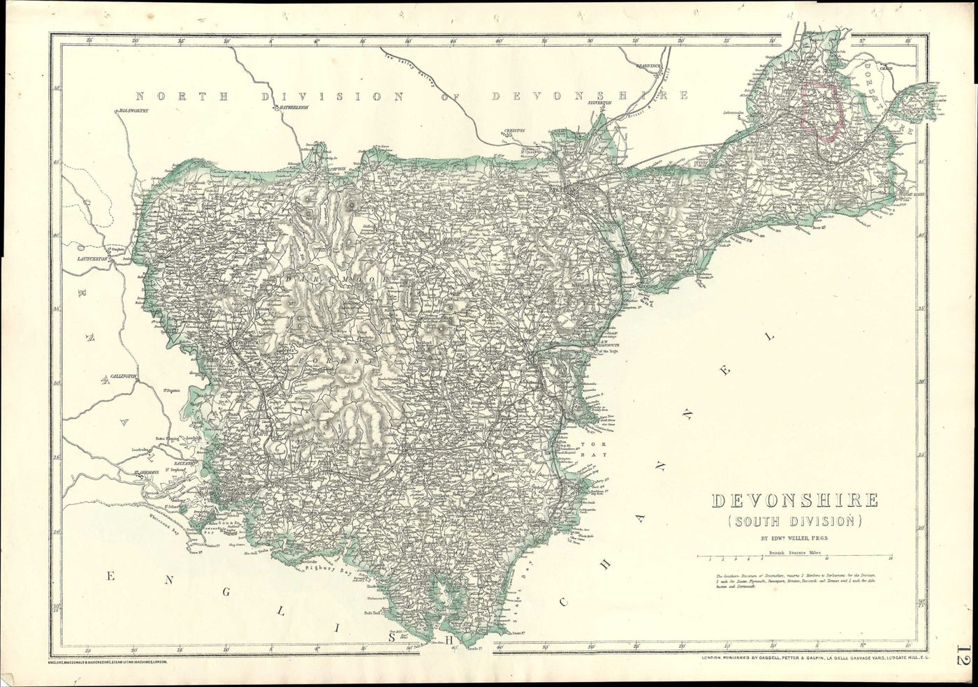 Devonshire antique map South Parliamentary Division
