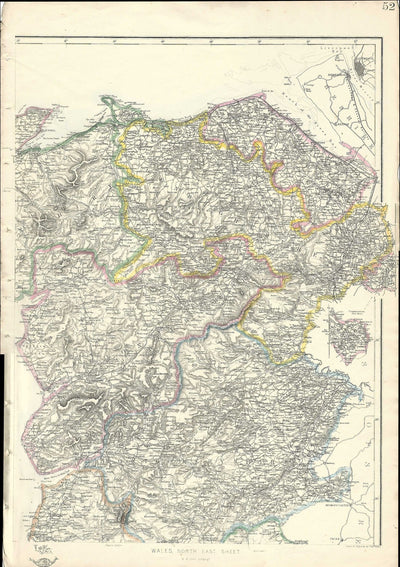 Wales antique map (Cymru) published 1864