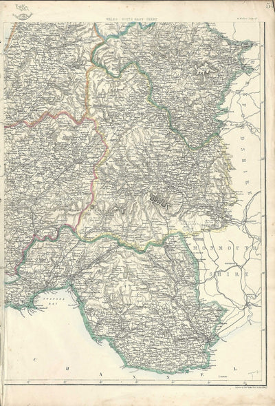 Wales antique map (Cymru) published 1864
