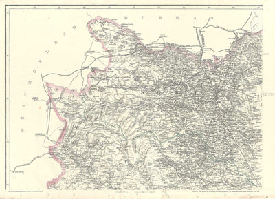Yorkshire antique map from Cassell's Atlas published 1864