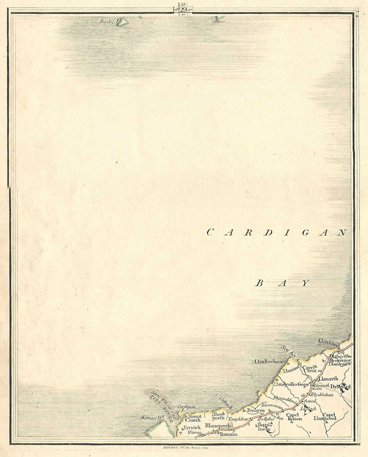 Ceredigion Llanarth Dyfed Wales Cymru antique map