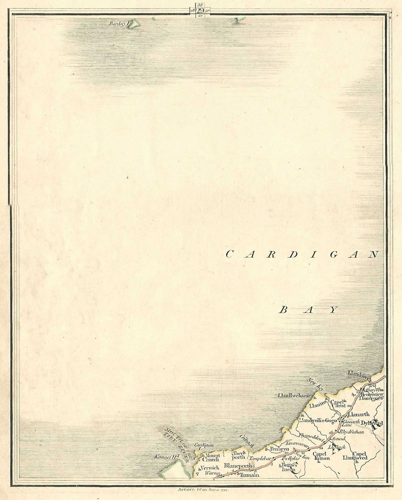 Ceredigion Llanarth Dyfed Wales Cymru antique map 1794