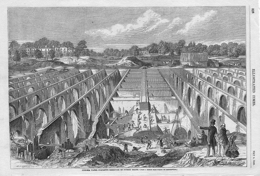 Putney Heath reservoir antique print published 1858