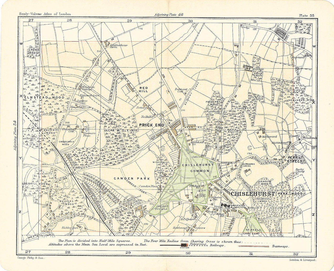 Chislehurst Kent antique map 1902