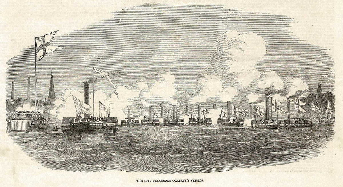 City Steamboat Company River Thames antique print 1852