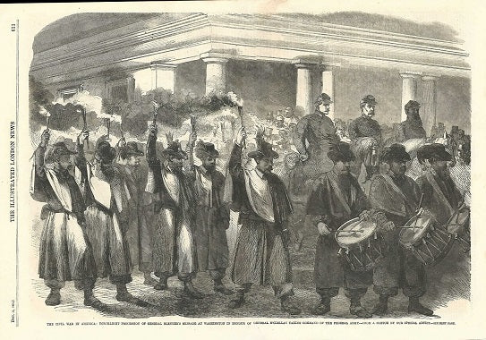 General Blenker's Brigade torchlight parade in New York for General McLellan 1861
