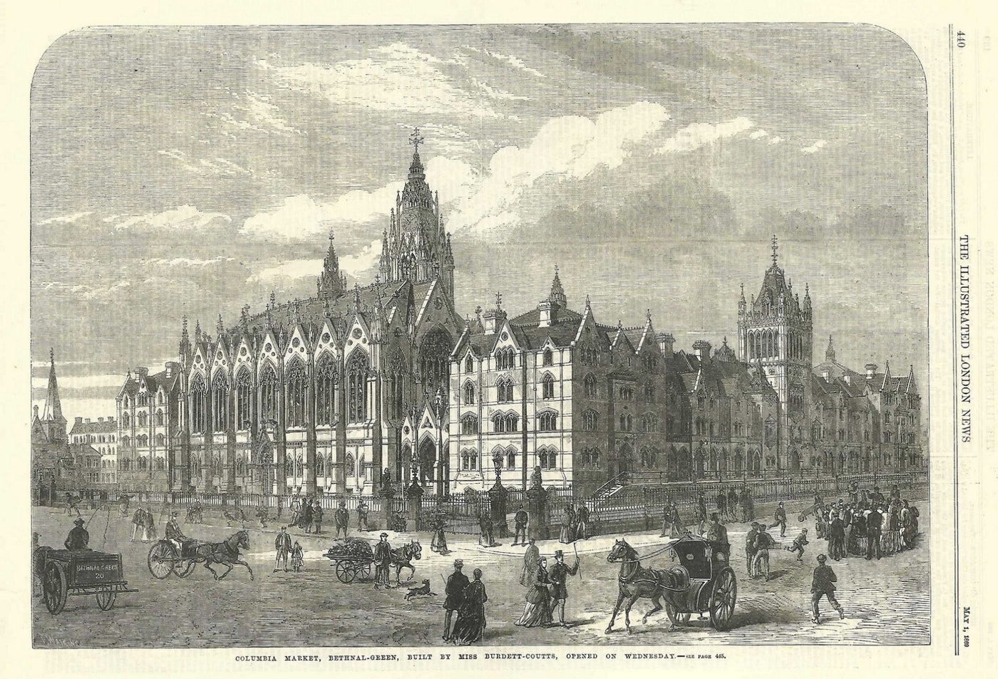 Columbia Market Bethnal Green antique print 1869