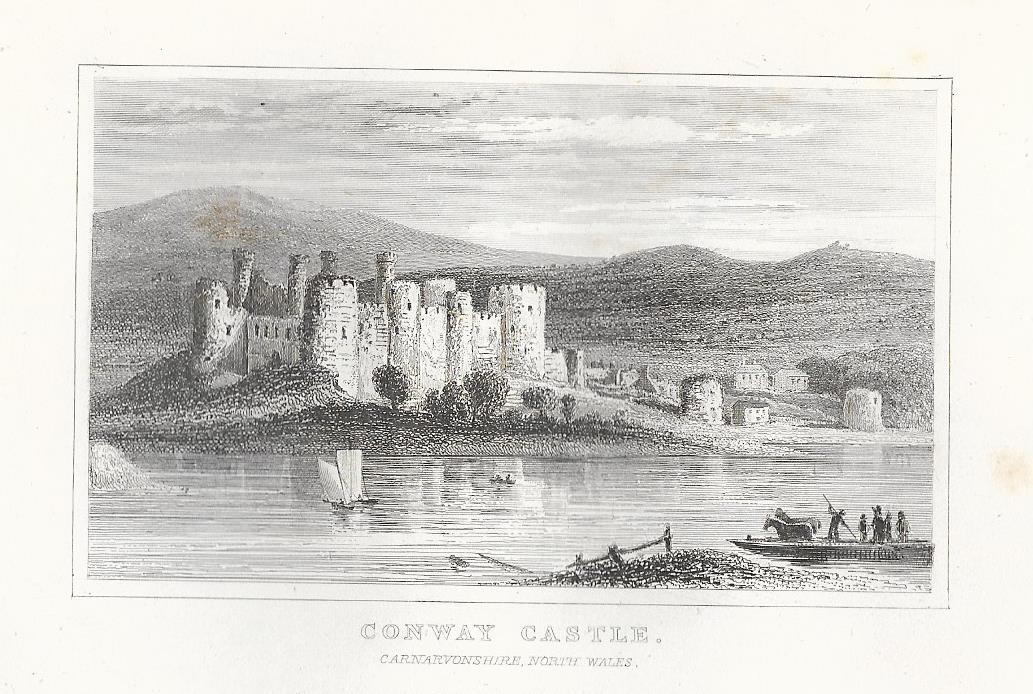 Conway Castle Wales antique print 1845