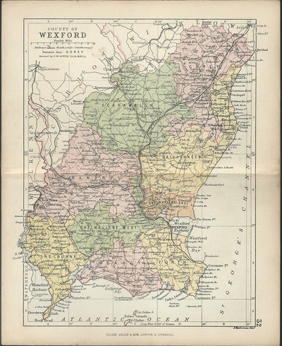 Wexford Ireland antique county map 1882