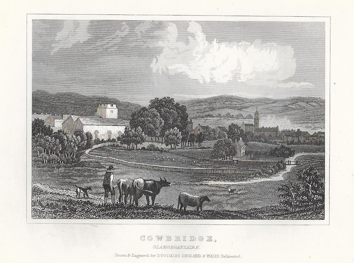 Cowbridge Glamorganshire Wales antique print 1845