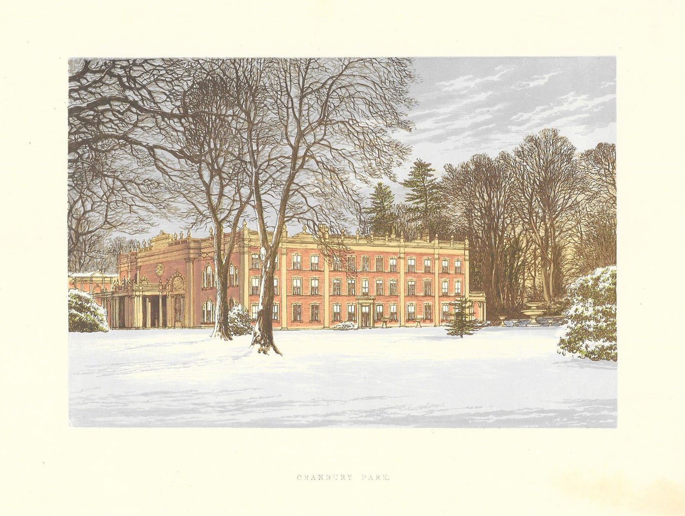 Cranbury Park Hampshire guaranteed original antique print 1880