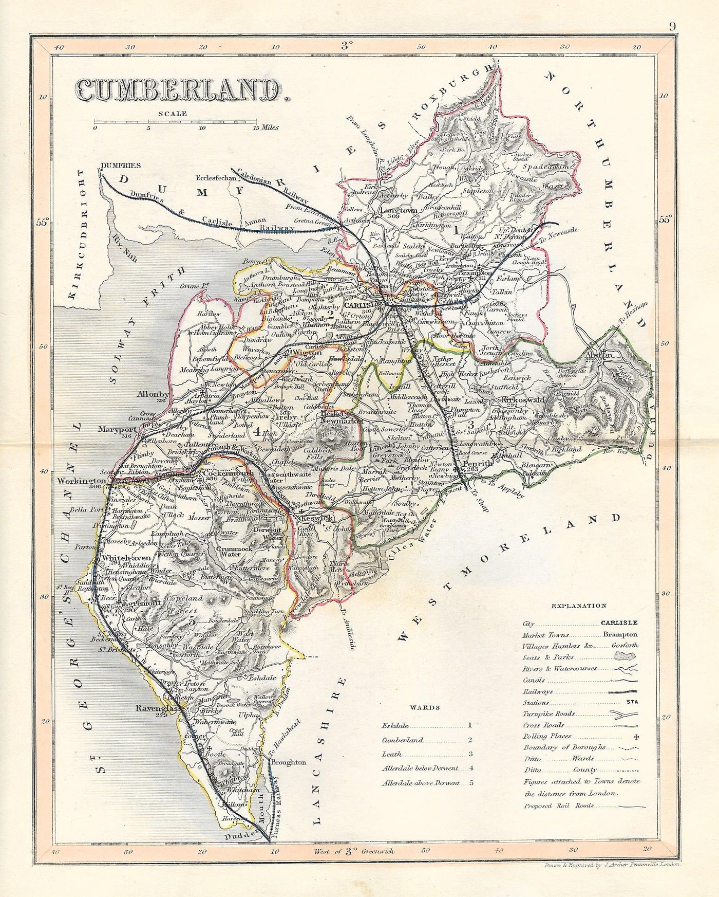 Cumberland Cumbria antique map