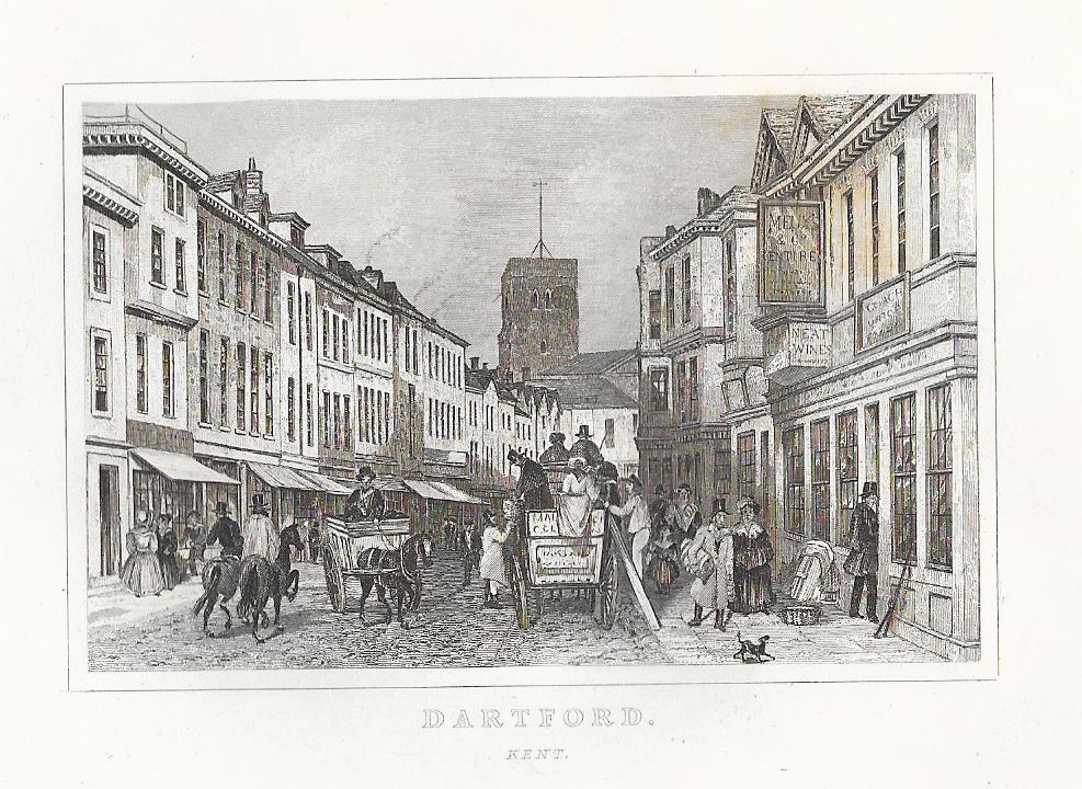Dartford Kent antique print 1845