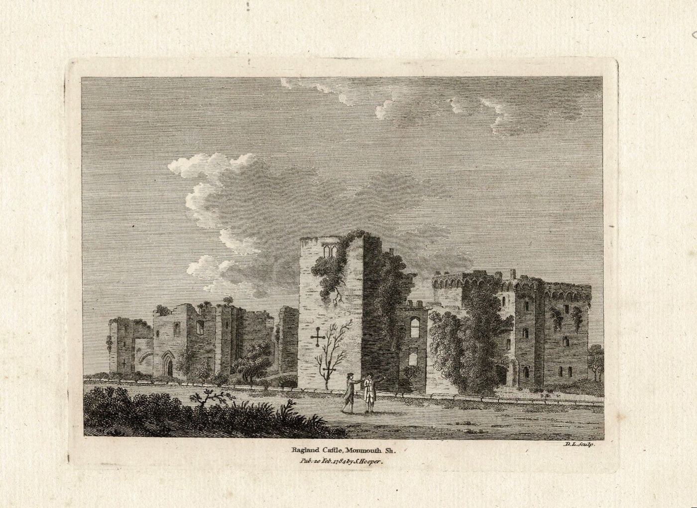 Denbigh Castle Denbighshire Wales antique print 1786