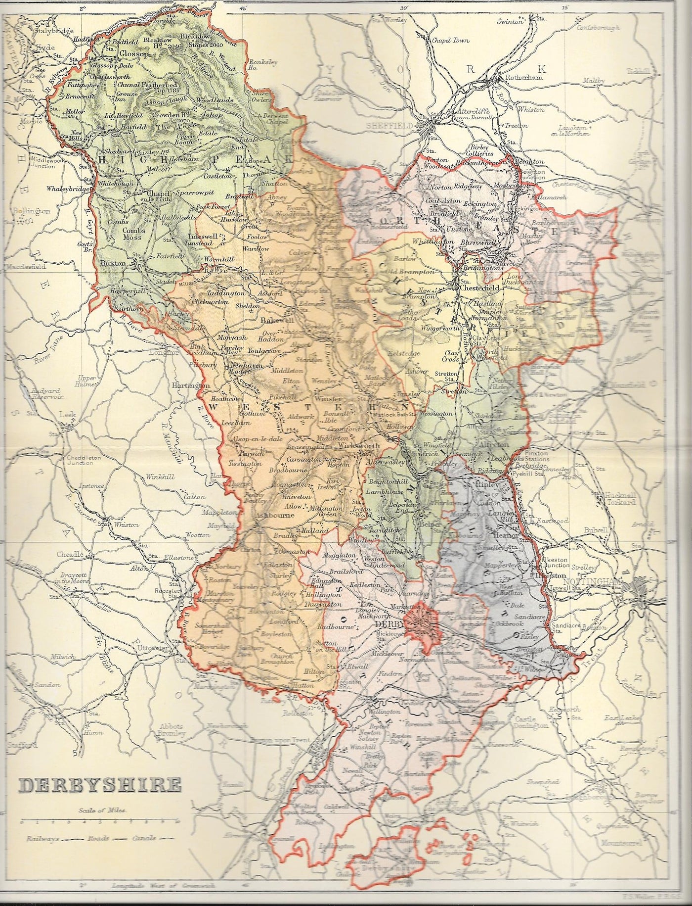 Derbyshire antique map