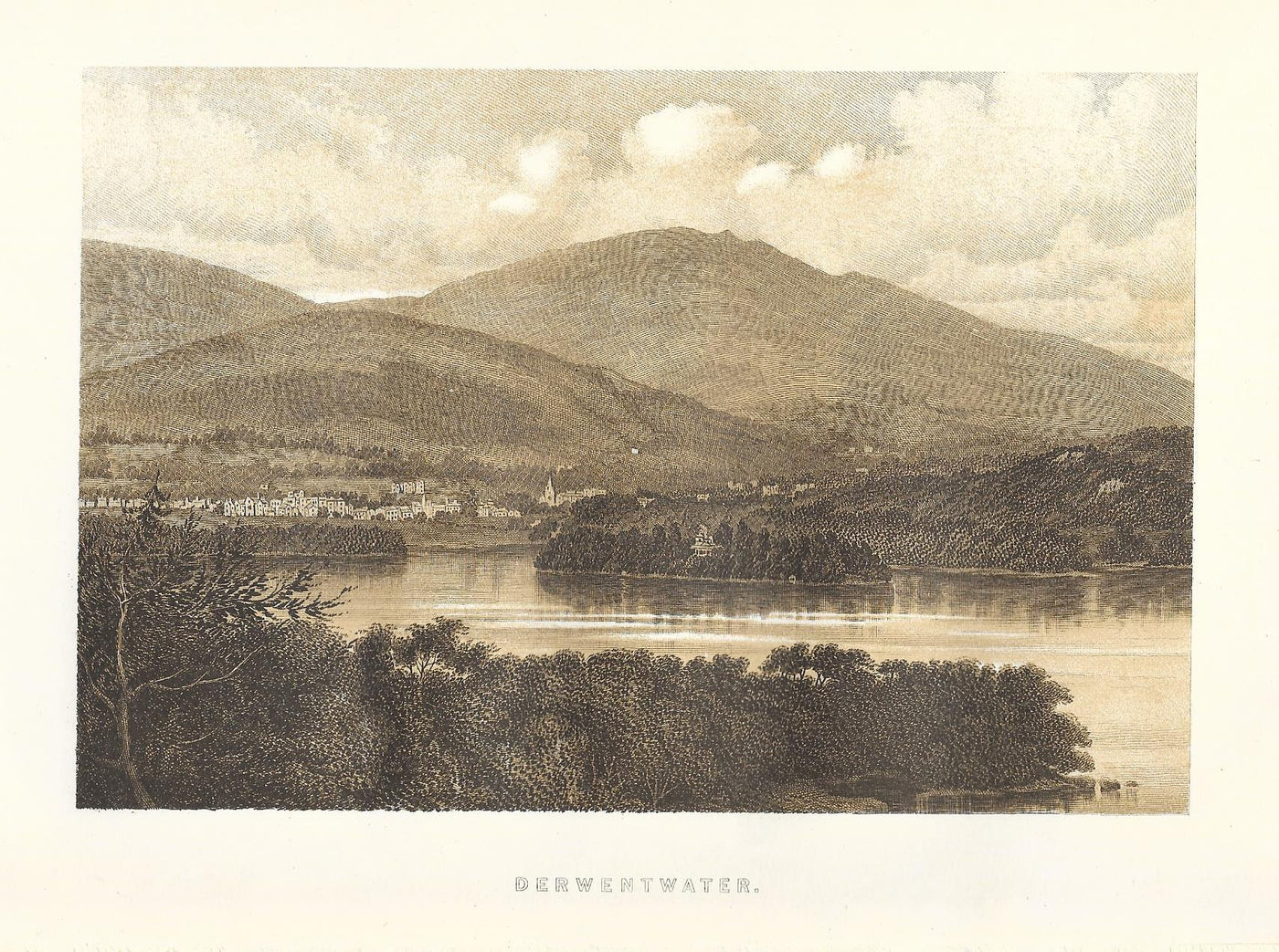 Derwentwater Lake District antique print