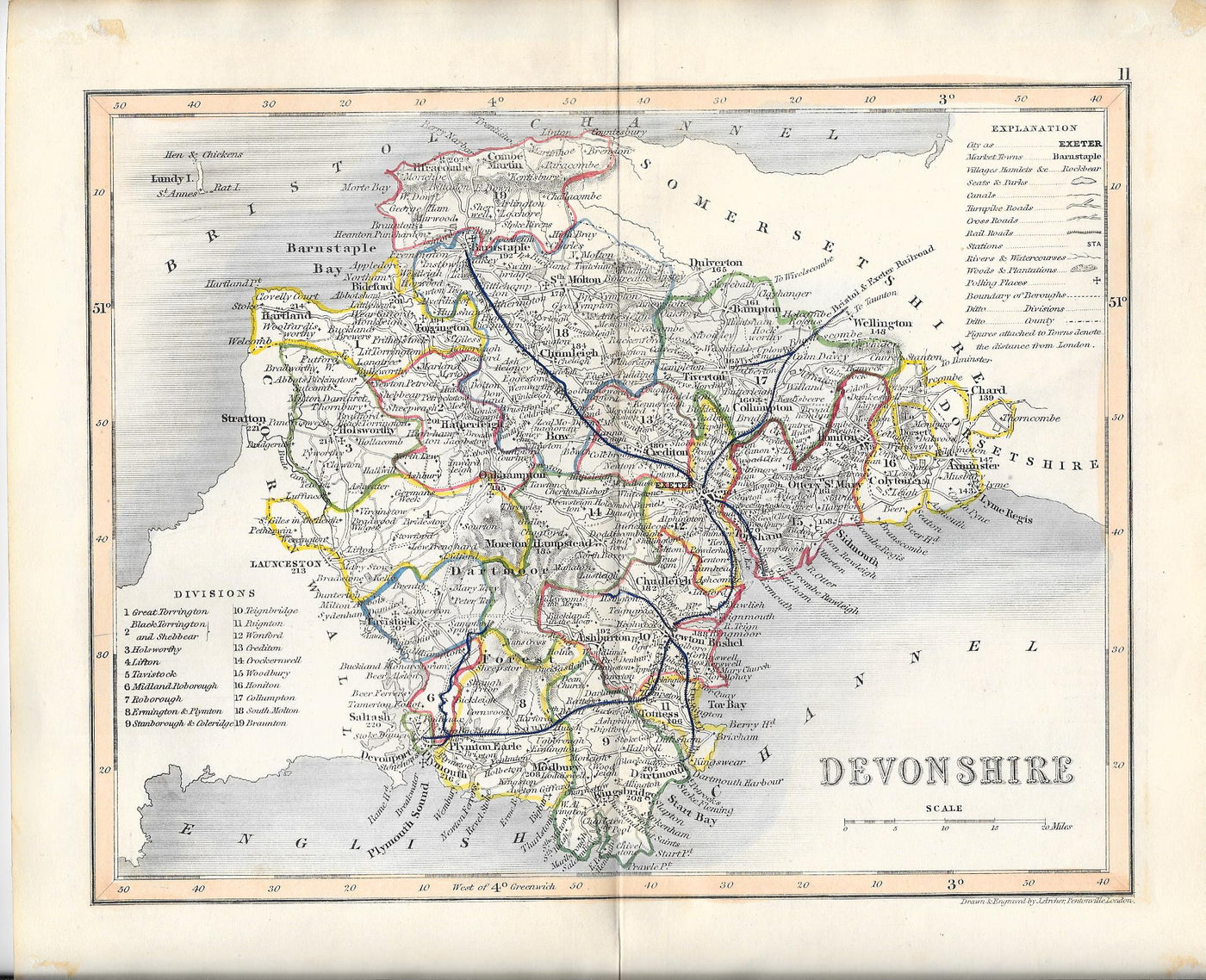 Devon antique map
