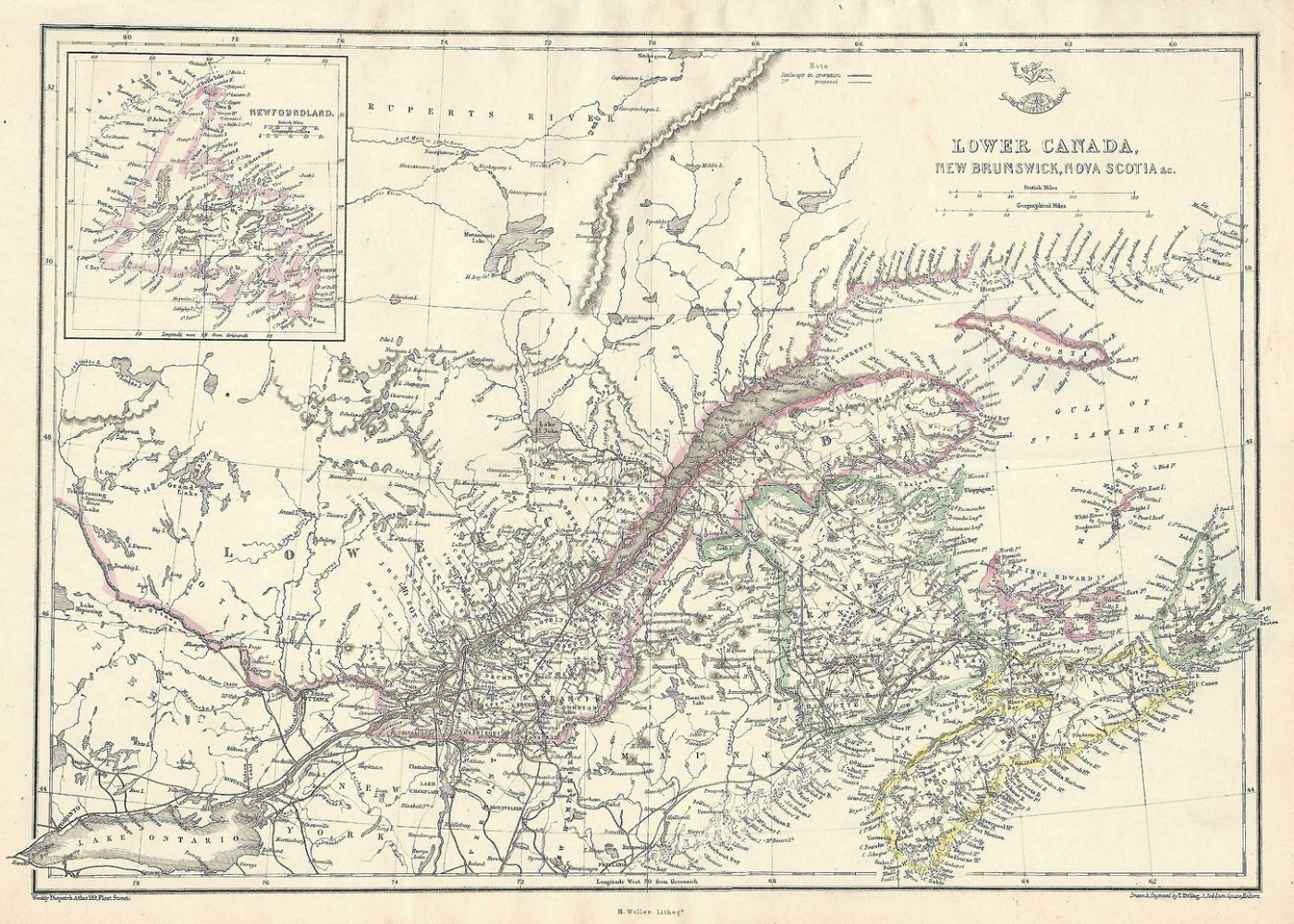 Canada antique map Weekly Dispatch Atlas 1863