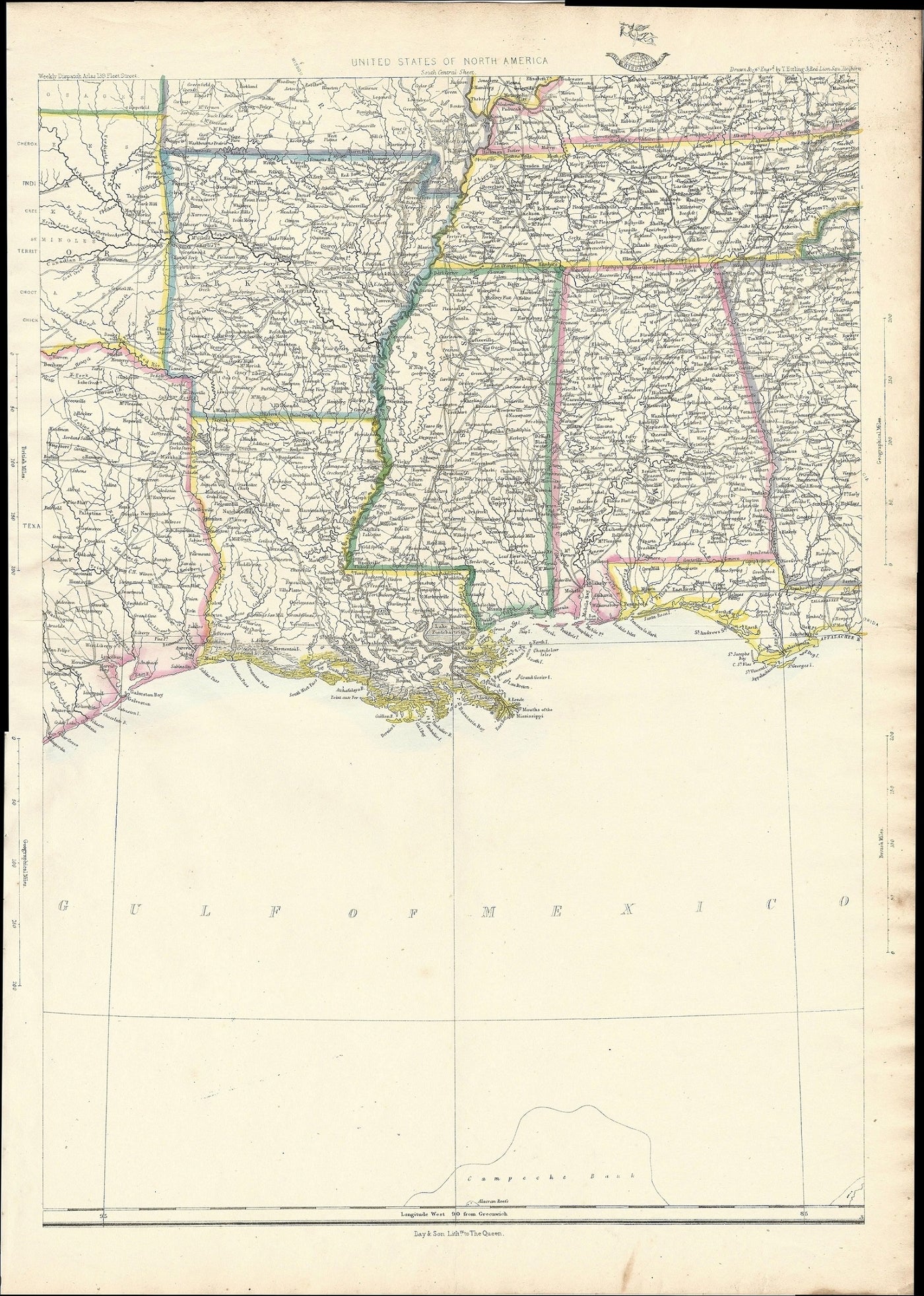 USA United States of America antique map 1863