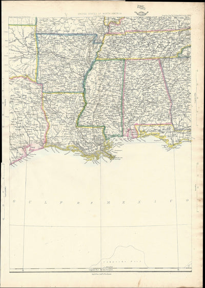 USA United States of America antique map 1863