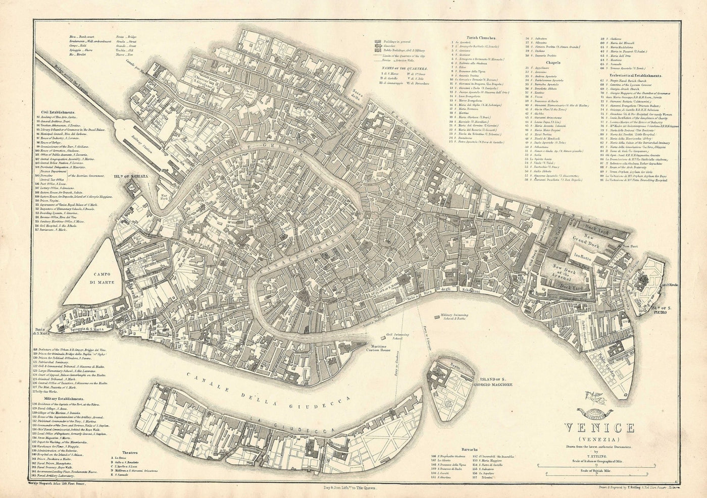 Venice Venezia Italy Italia antique map 1863