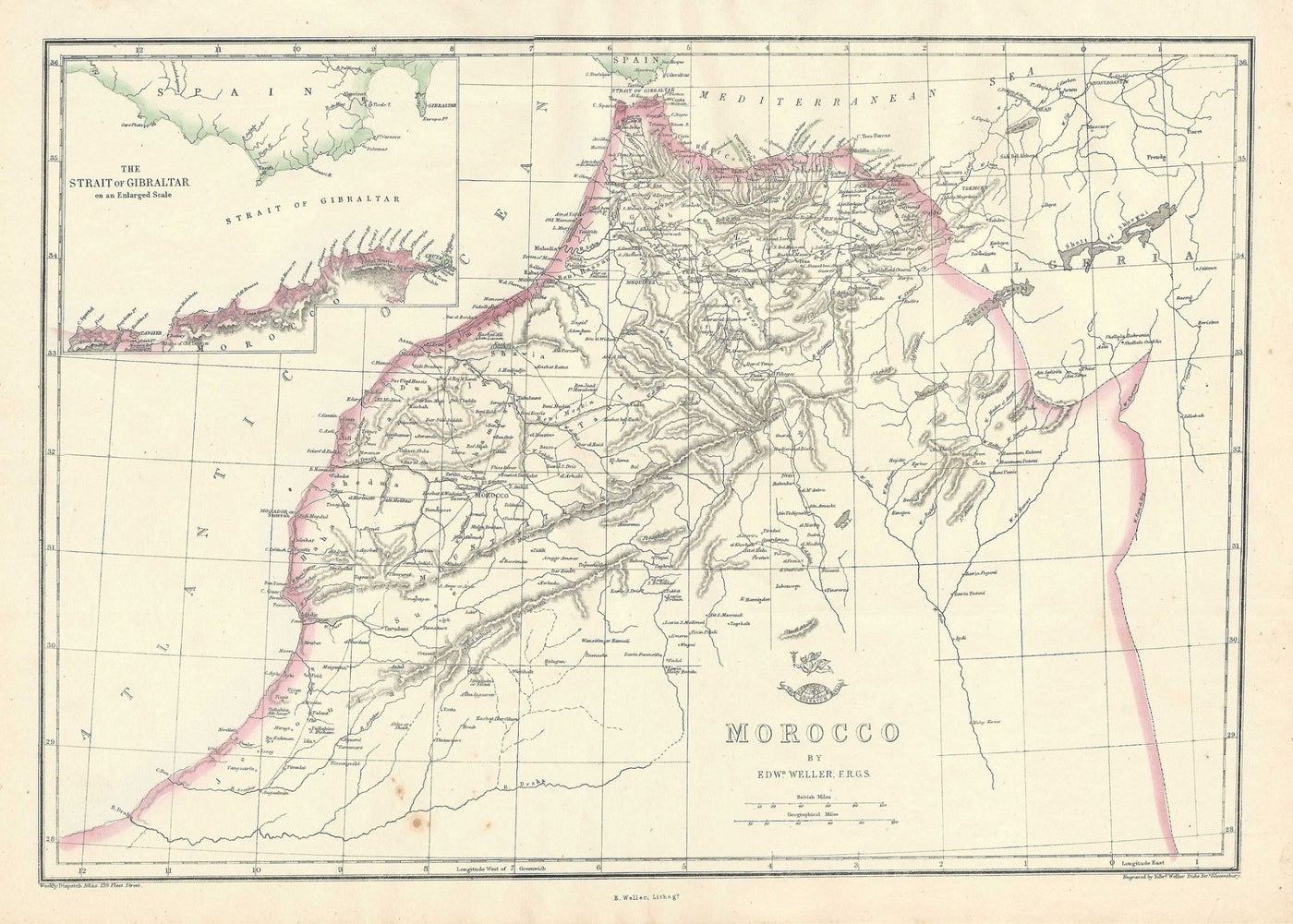 Morocco antique map from Weekly Dispatch Atlas 1863