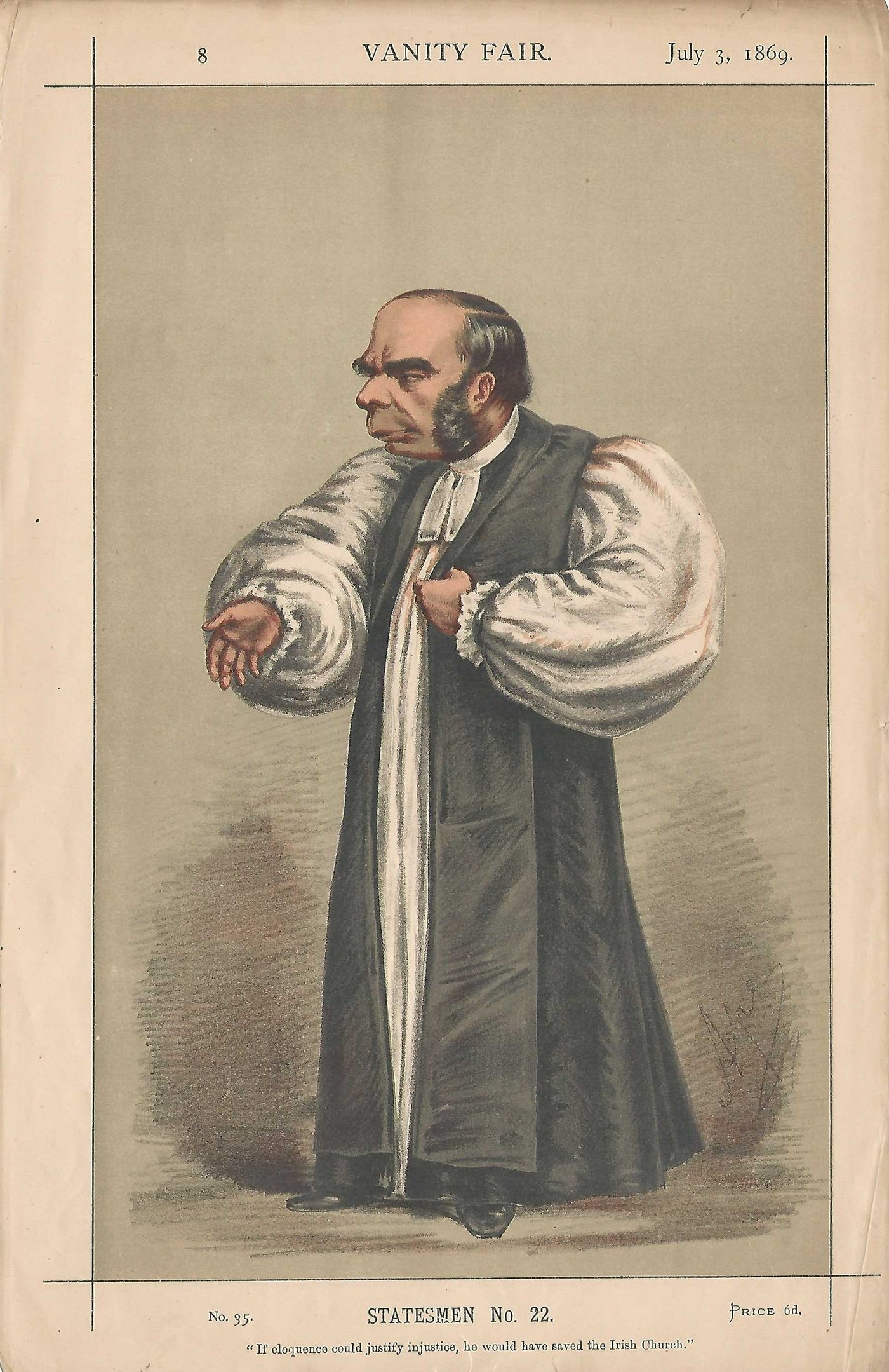 Bishop of Peterborough William Connor Magee antique print