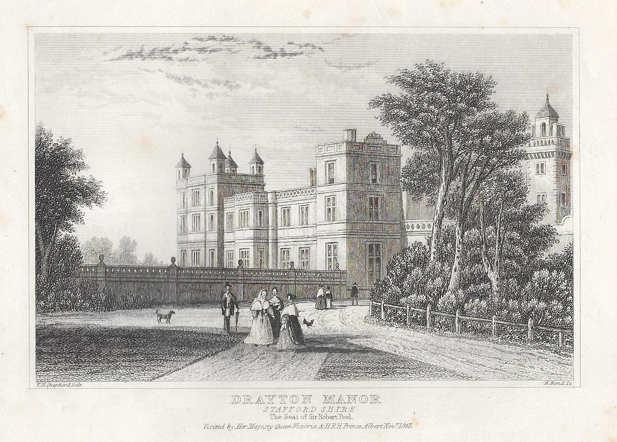 Drayton Manor Staffordshire antique print 1845