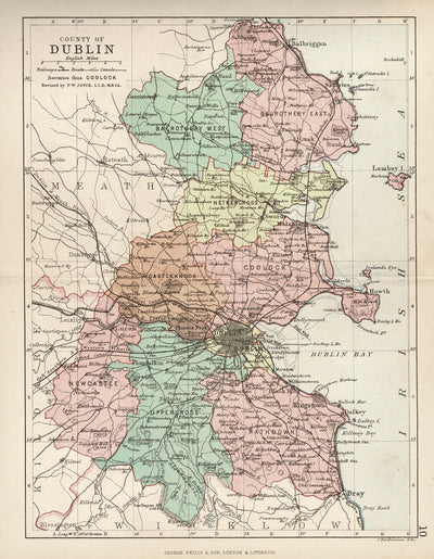 Dublin Ireland county map published 1882
