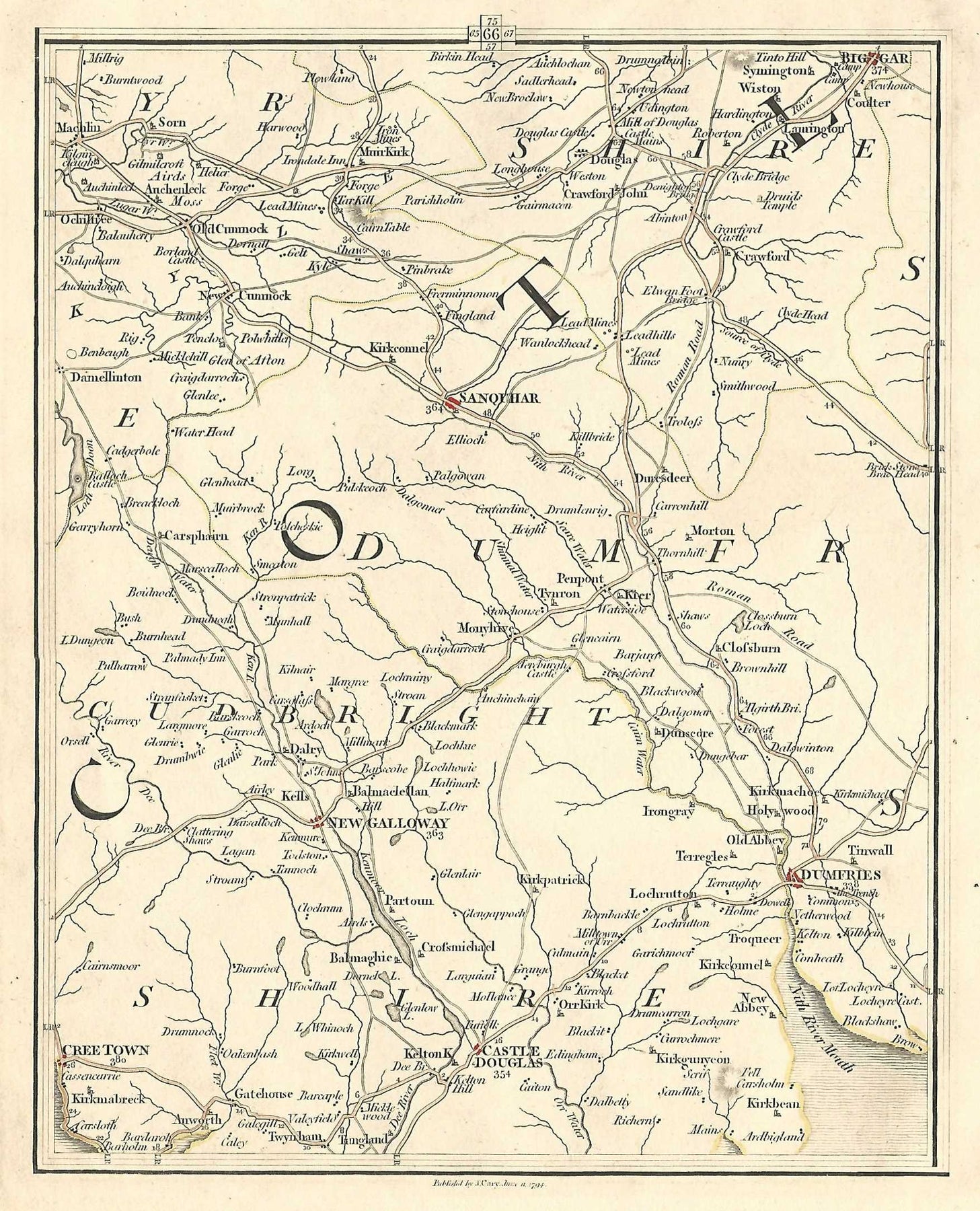 Dumfries Dumfriesshire Galloway Scotland antique map published 1794 by ...