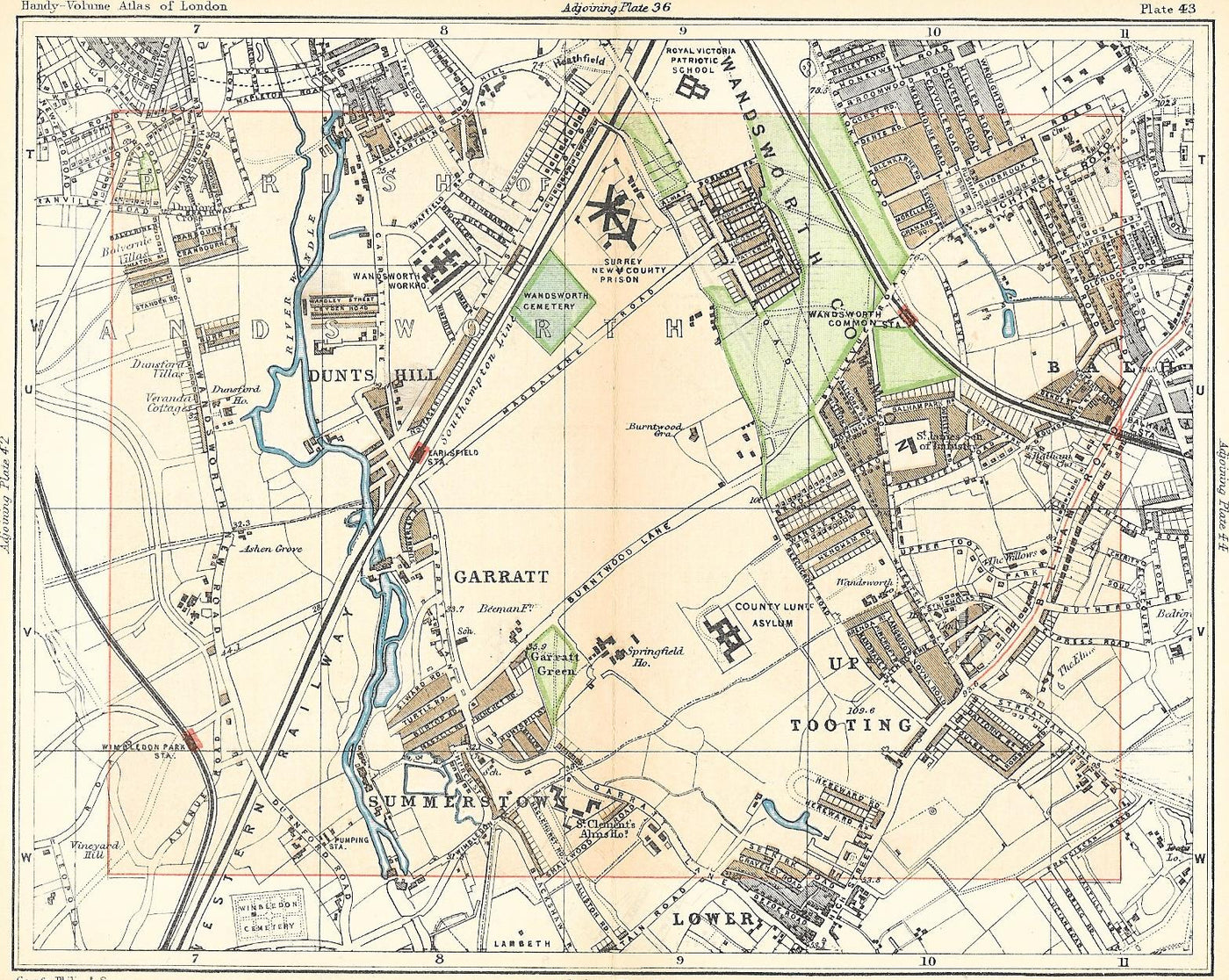 Earlsfield Tooting antique map