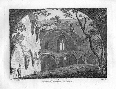 Easby Abbey antique print
