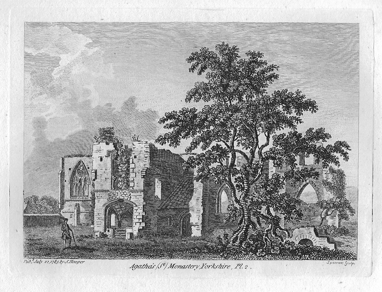 Easby Abbey antique print
