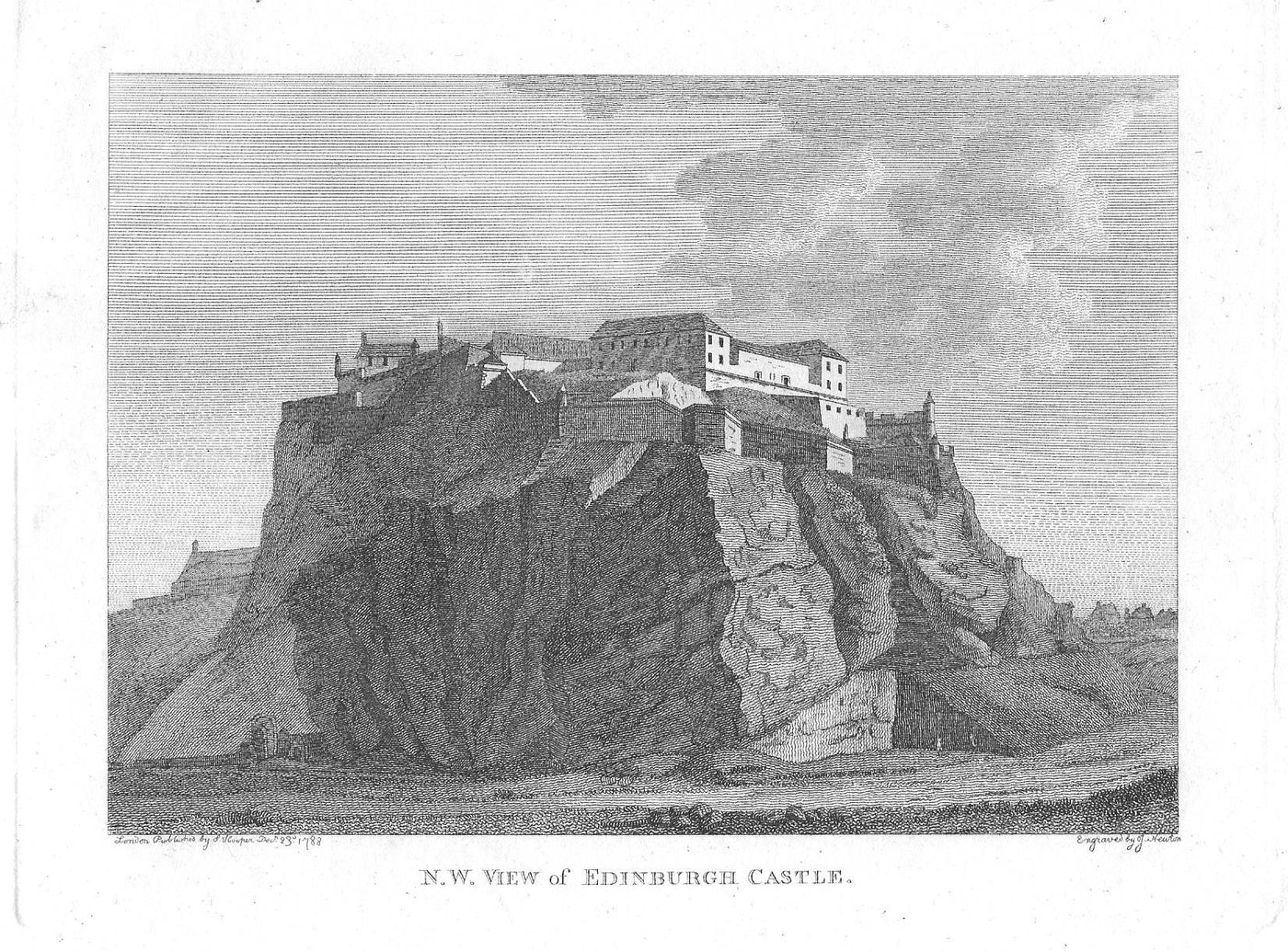 Edinburgh Castle Scotland antique print