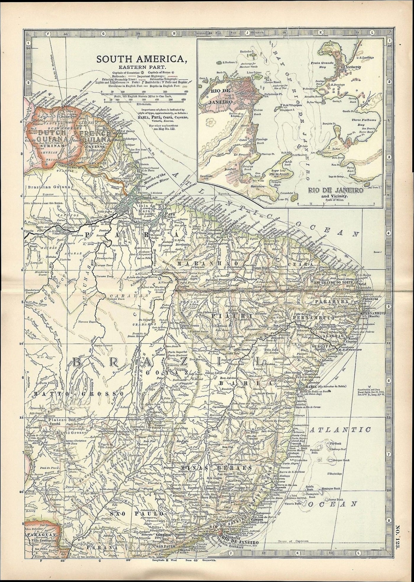 Brazil South America antique map Encyclopedia Britannica 1903