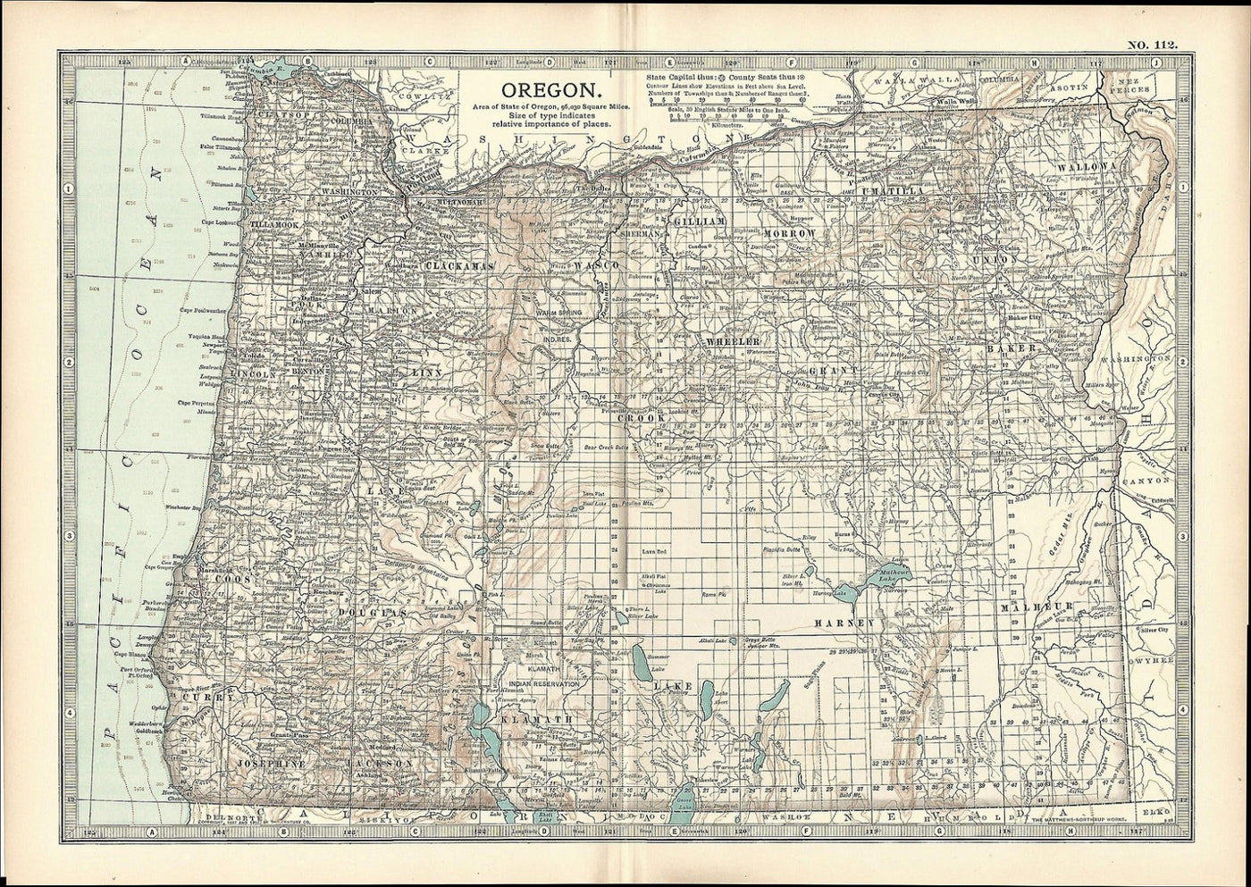 Oregon antique map Encyclopedia Britannica 1903